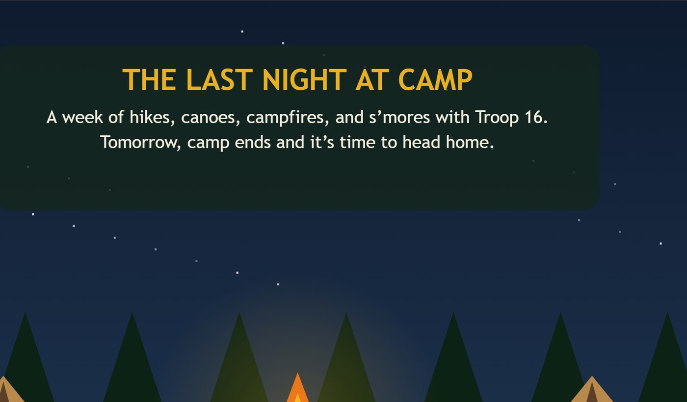 Troop 16: The Long Hike Home opening screen