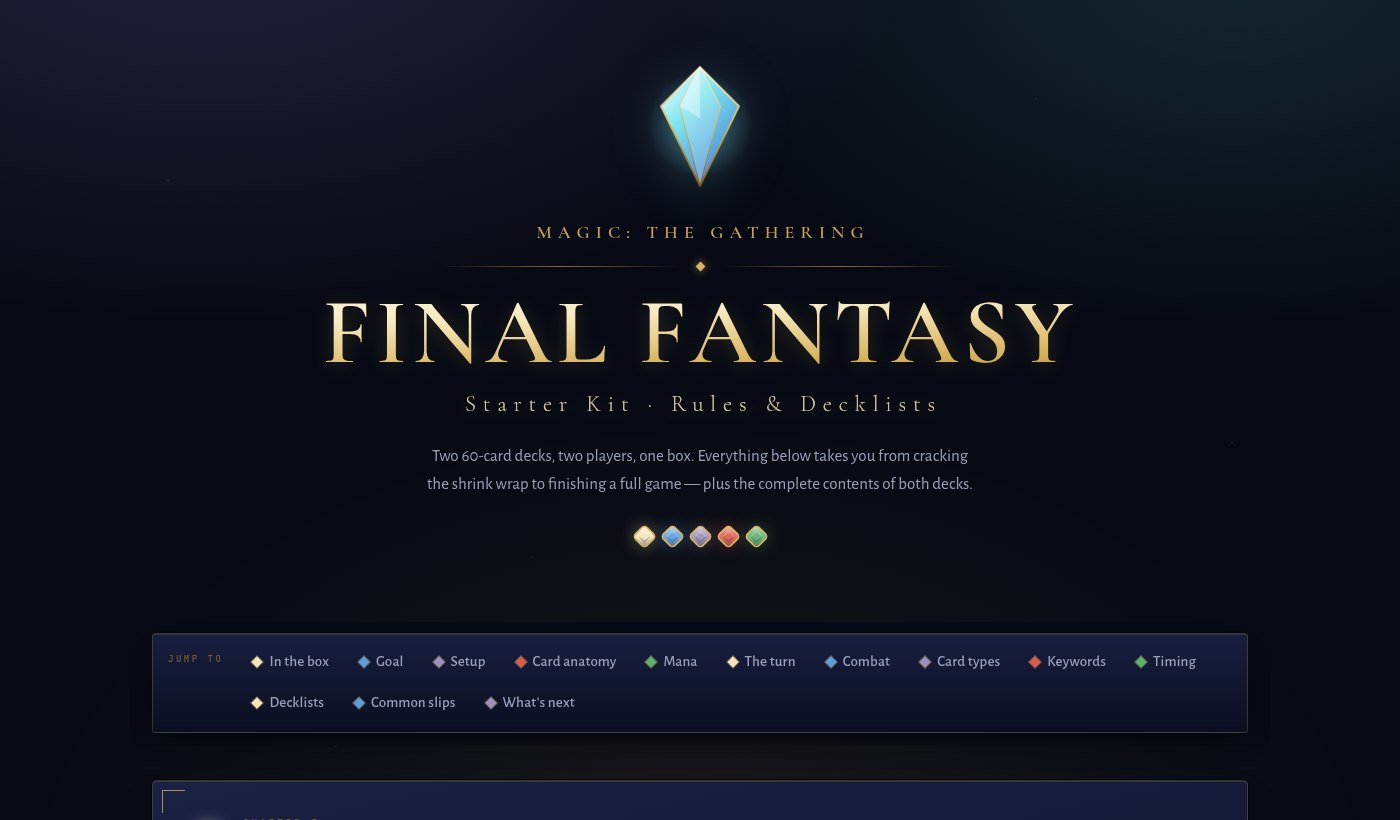 MAGIC: THE GATHERING &mdash; FINAL FANTASY Starter Kit guide