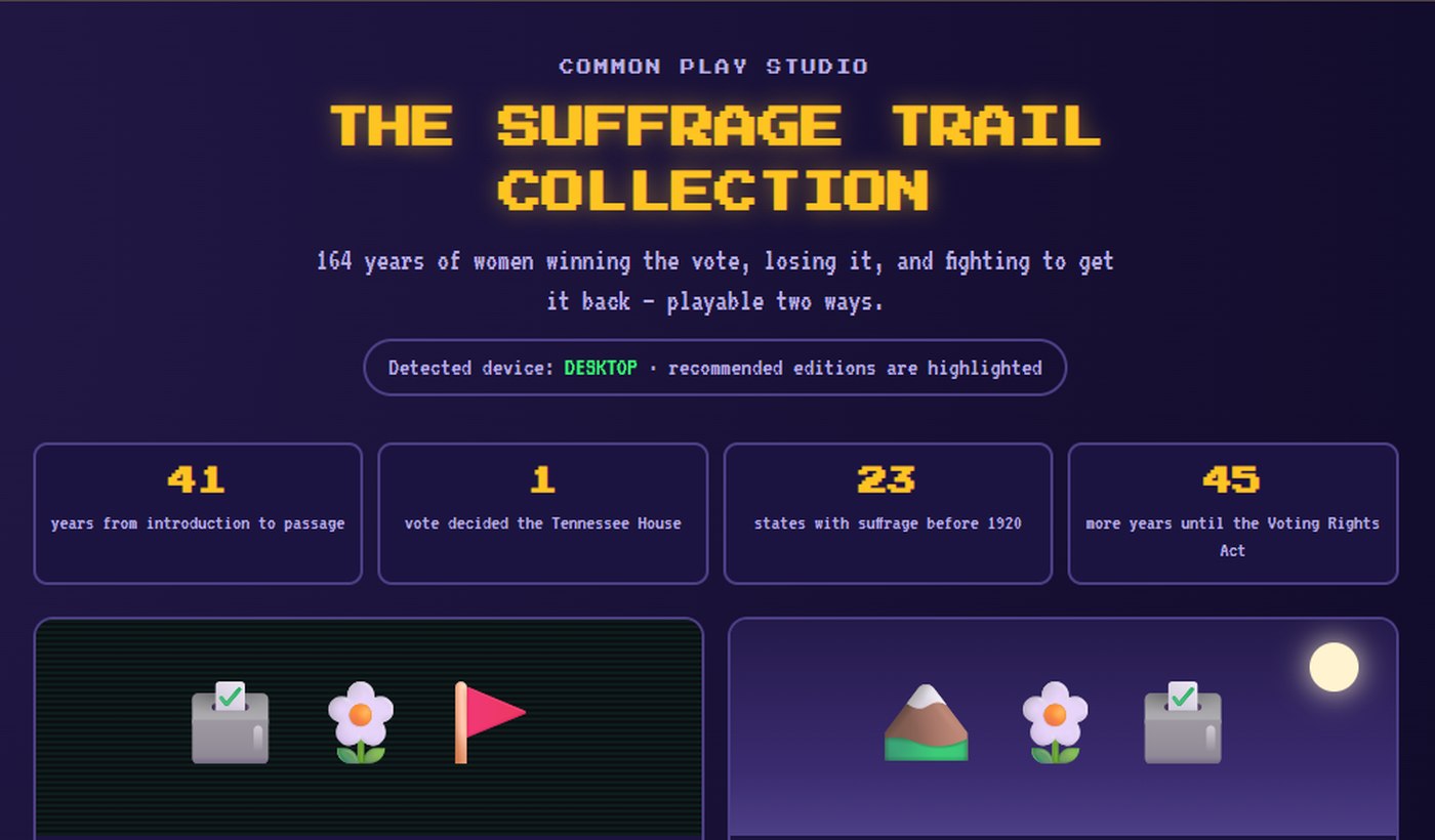 The Suffrage Trail Collection homepage